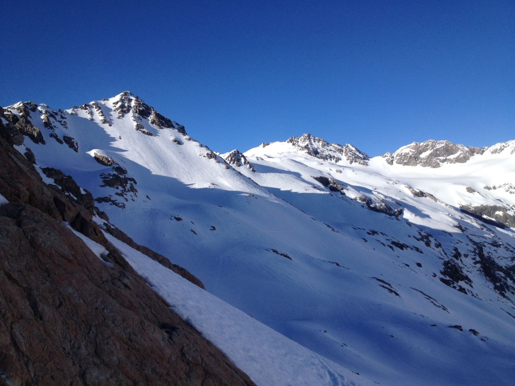 The couloir on the middle right is the Sealy Couloir and yes we tracked out the lines in the foreground