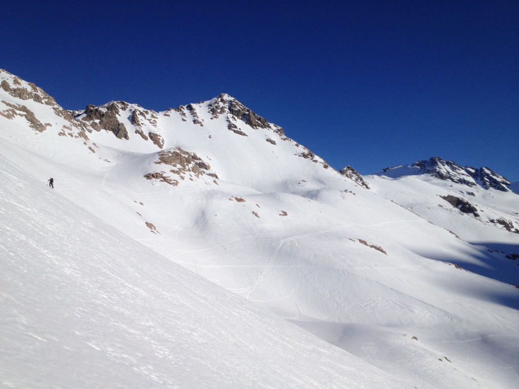 Damian taking the traverse back to the hut