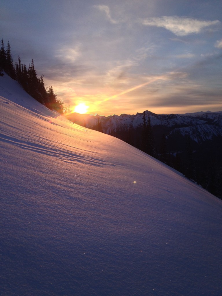 Watching the alpenglow on the Sunrise road