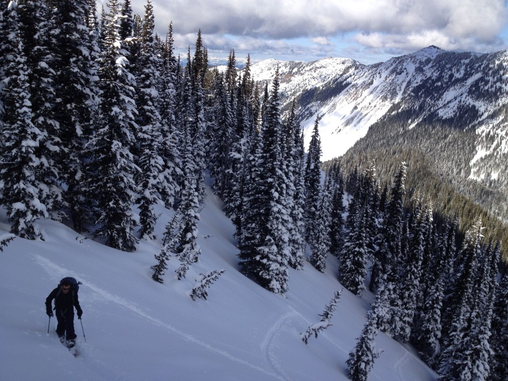 The long skin back to camp on the Sunrise and Sourdough Traverse