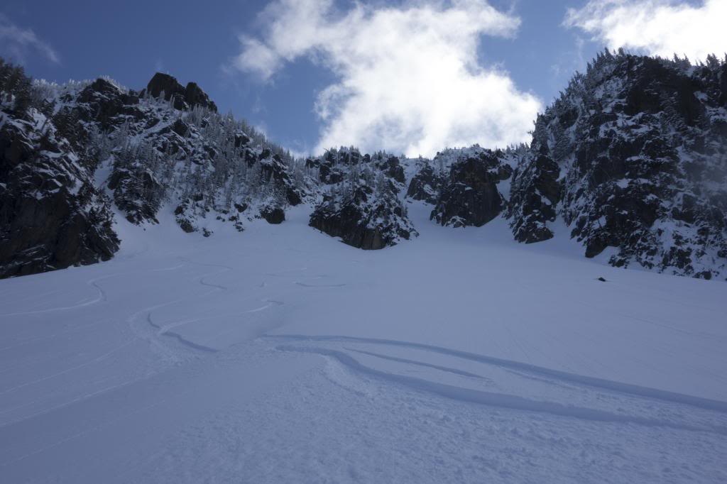 Looking back up at our tracks