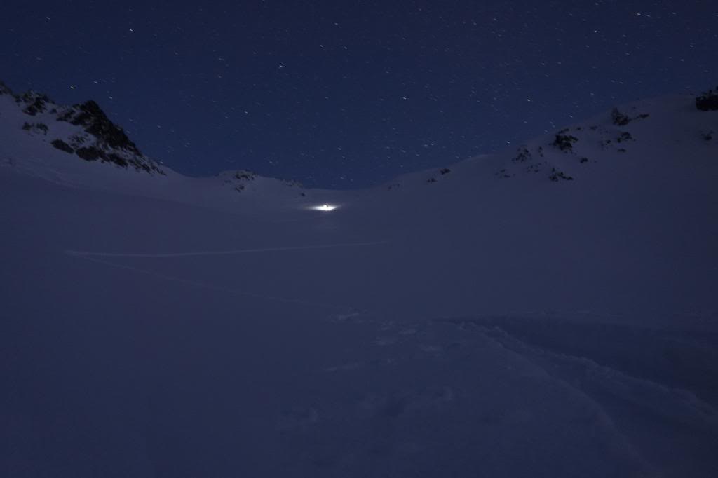 Getting back on the skin track we put in the day before on the Sunrise and Sourdough Traverse