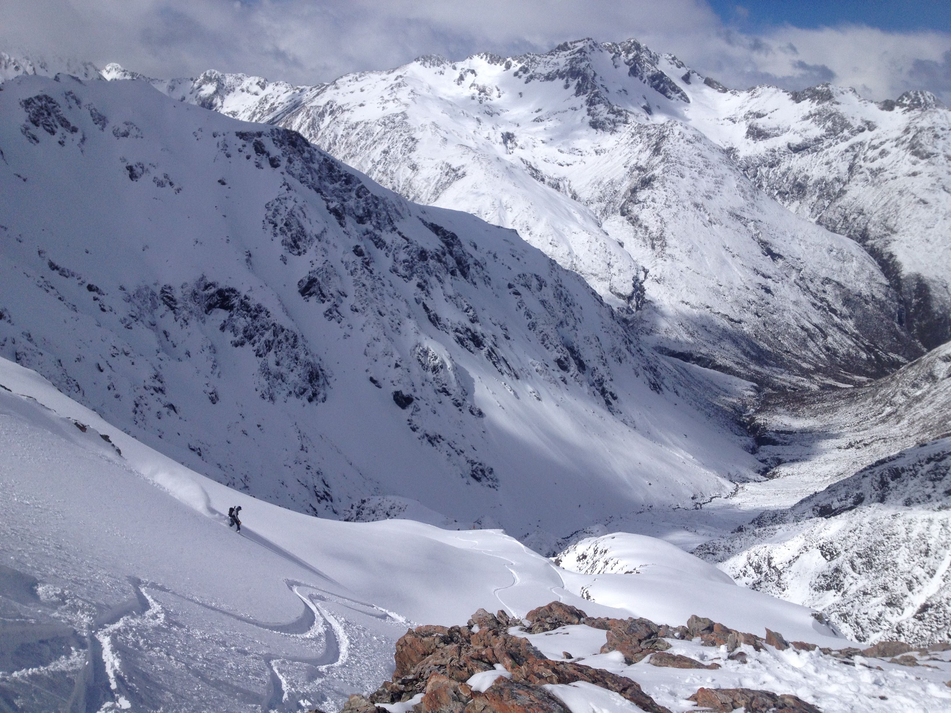 Enjoying a powder day at Temple Basin ski area in New Zealand