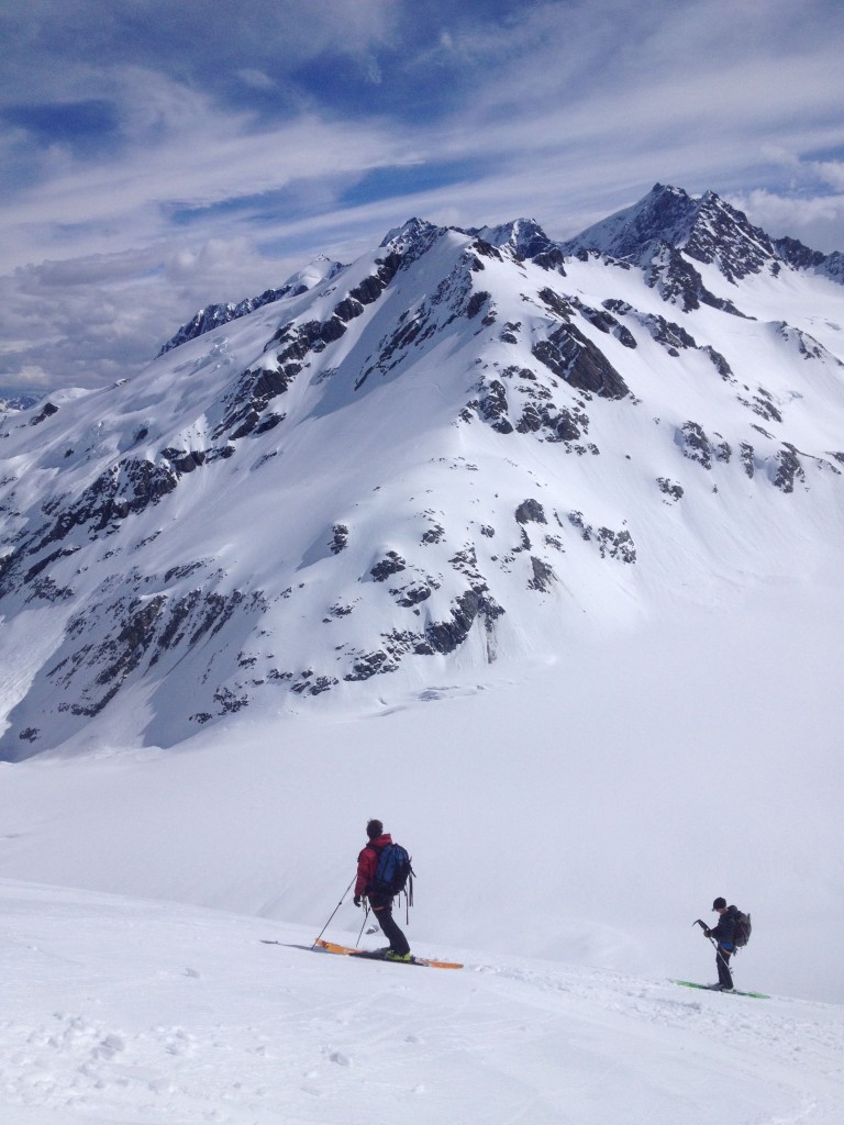 Then down the Murchison glacier with our hut in the distance