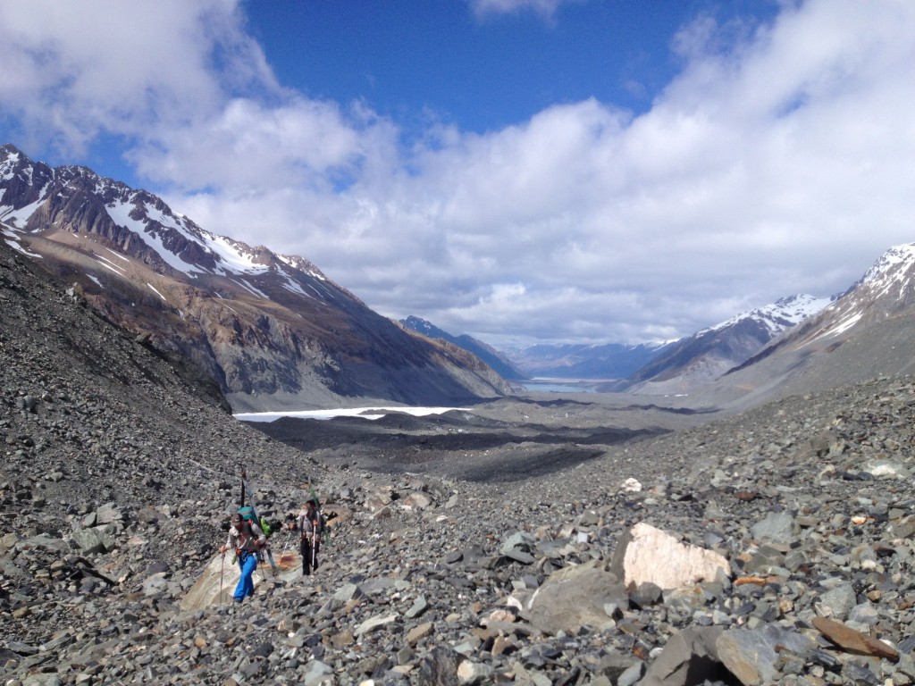 Heading up the Rudolph Glacier