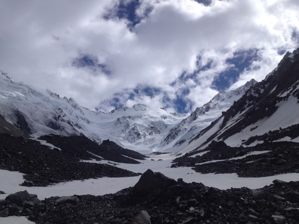 Graham Saddle on the right side above the Ice cliffs