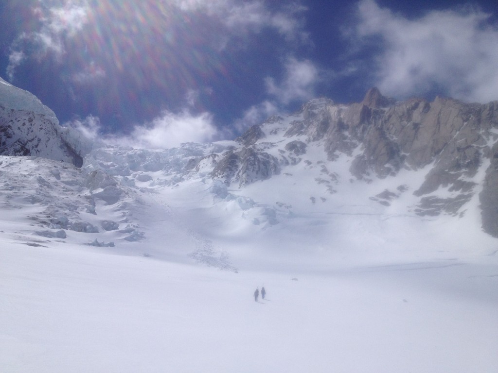 The route up is on the right hand side than onto the main glacier after the Ice cliff