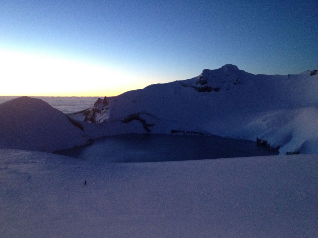 Shannon skinning across the summit