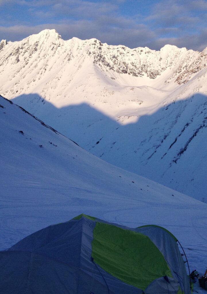 Enjoying the view from our camp on Tverelvdalstindan