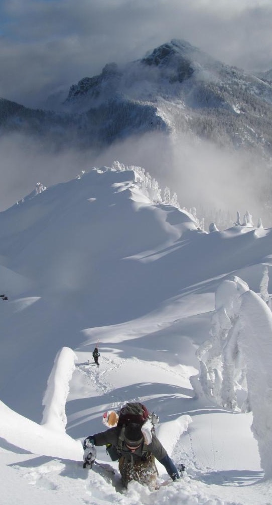 Climbing up Bryant Peak in the Snoqualmie Pass Backcountry