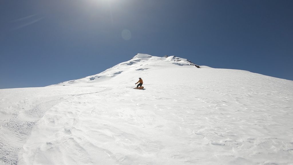 Looking back up the Park Glacier on Mount Baker while doing the Watson Traverse