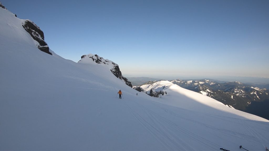 Climbing up the Coleman Glacier while climbing over Mount Baker on the Watson Traverse 