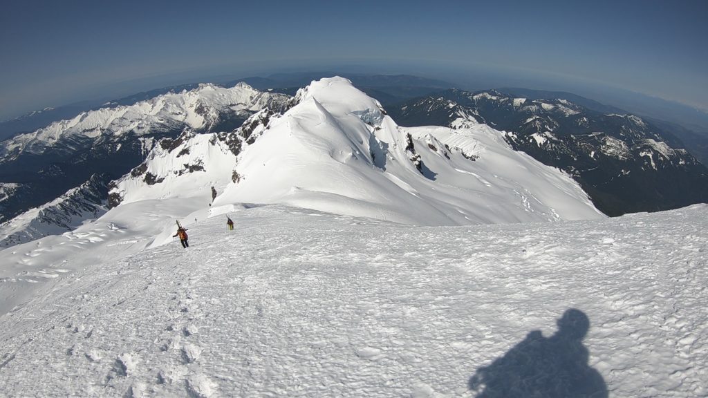 Climbing up to the summit of Mount Baker while doing the Watson Traverse
