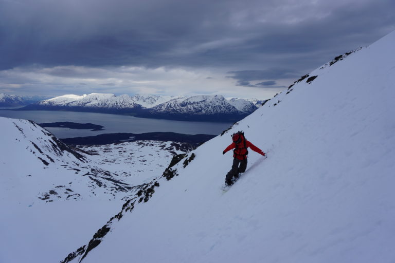 Ben getting his first turns in the Lyngen Alps