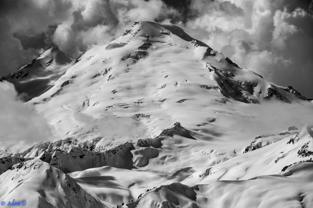A up close view of Mount Baker and the Park Glacier before the Watson Traverse