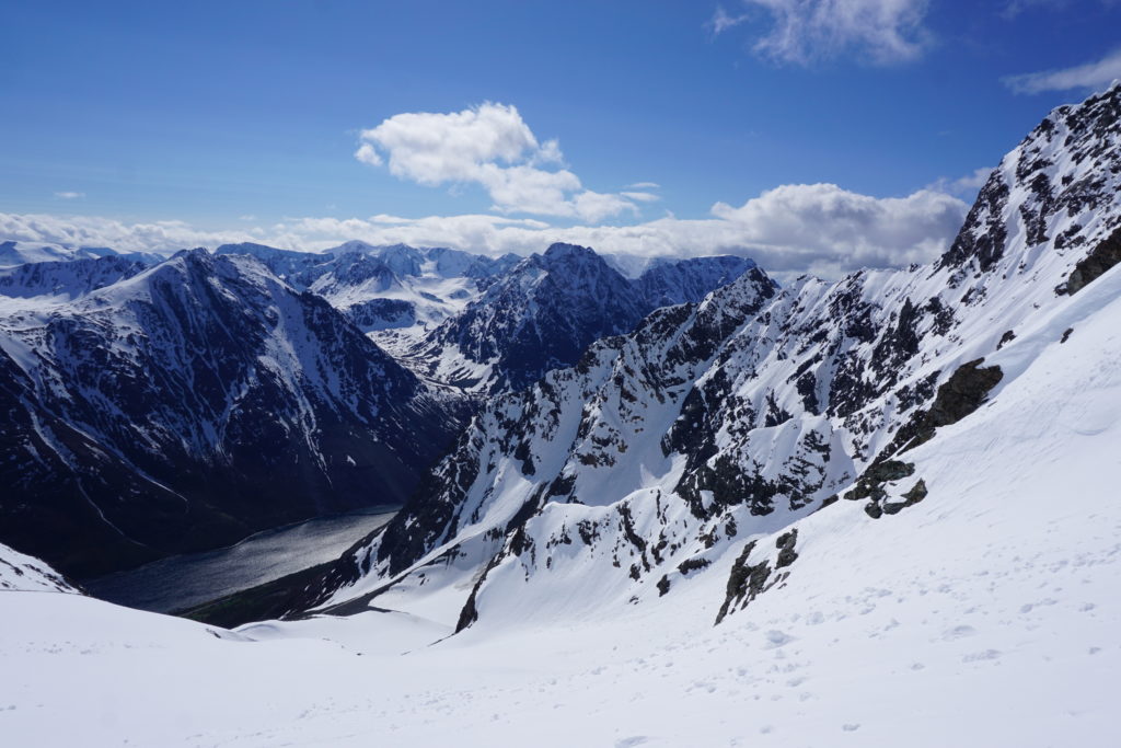 Heading up the South face of Istinden