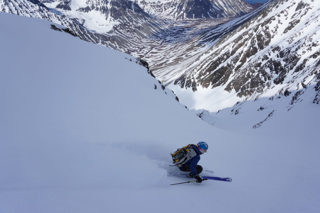 David Dropping into the lower slopes