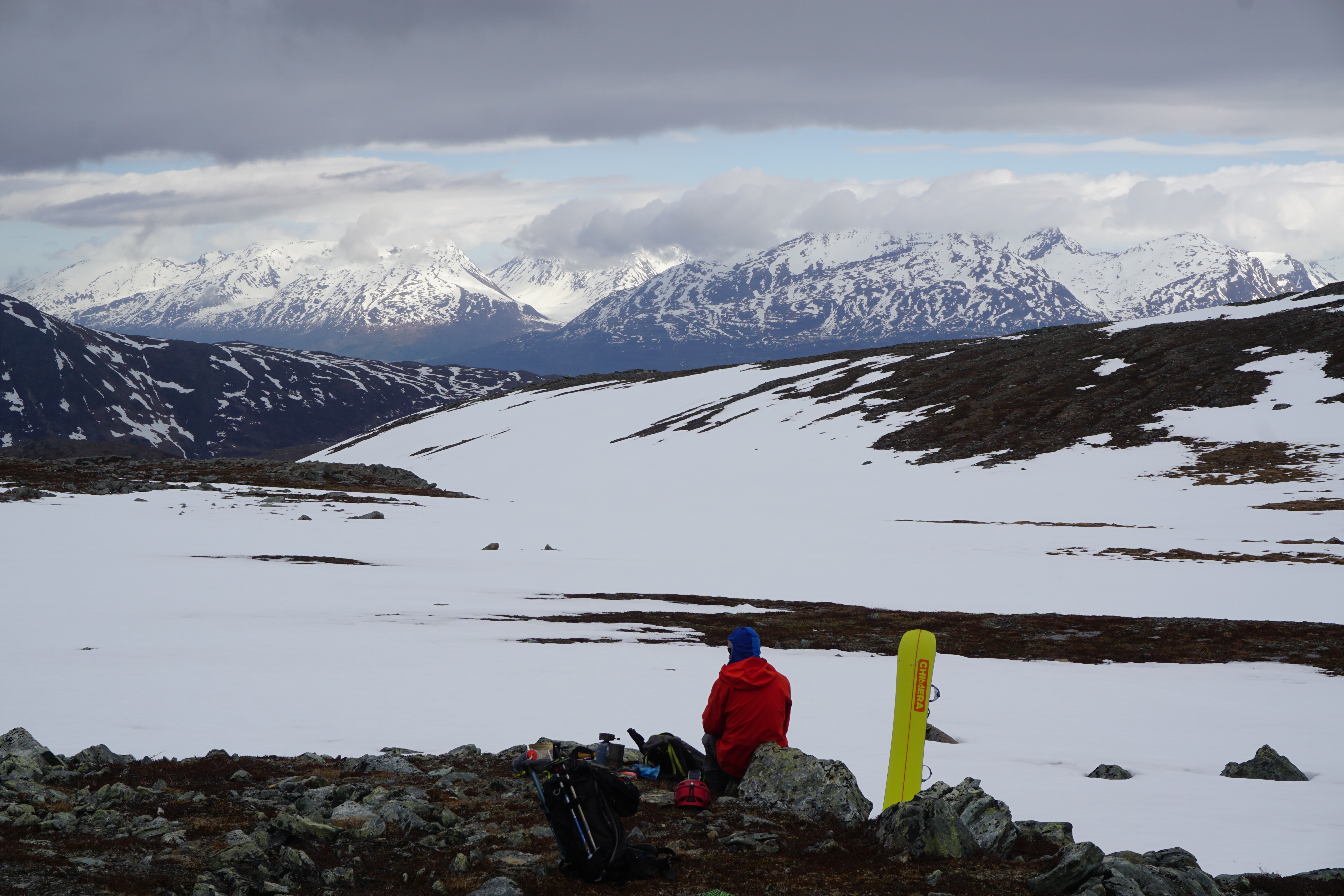 Taking a quick break while looking at Lyngenfjord