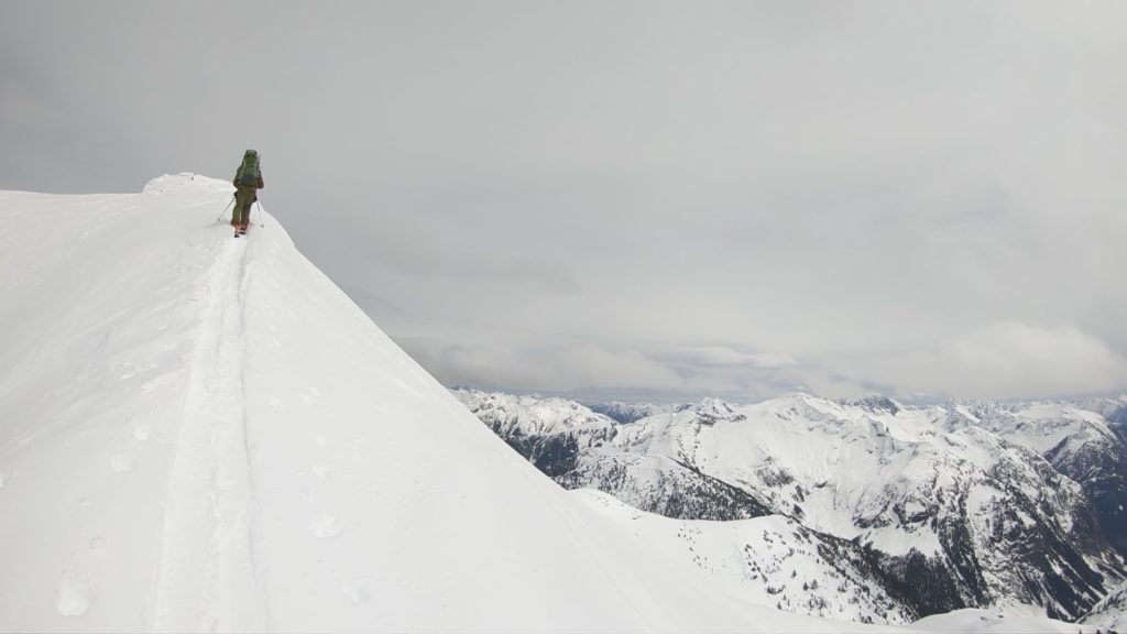 The final steps up the south ridge of Ruth Mountain