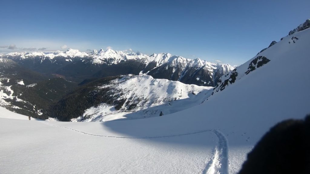 Breaking trail up the White Salmon Glacier on the Nooksack Traverse