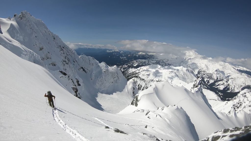 Heading up the Curtis Glacier on the Nooksack Traverse