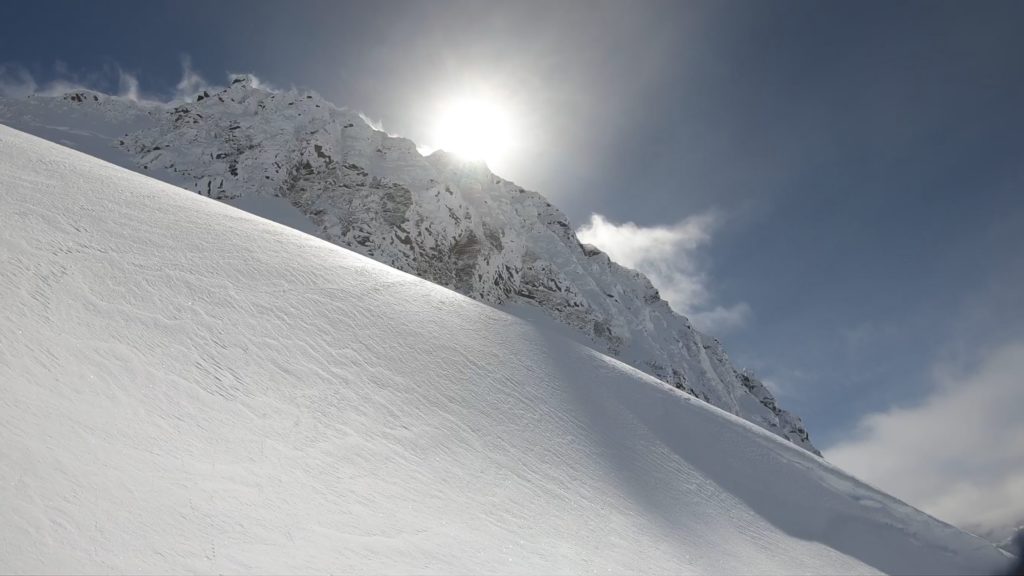 Looking towards the summit pyramid of Mount Shuksan from the Hanging Glacier