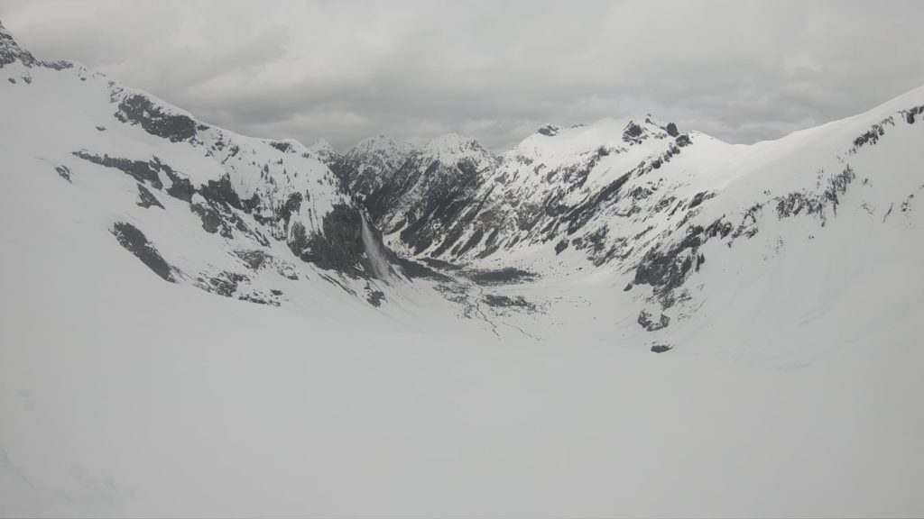 Looking down the Nooksack Cirque while on the Nooksack Traverse