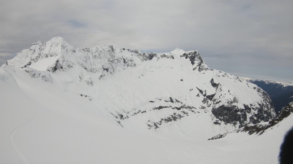 Looking back at the Nooksack Cirque near the summit of Icy Peak