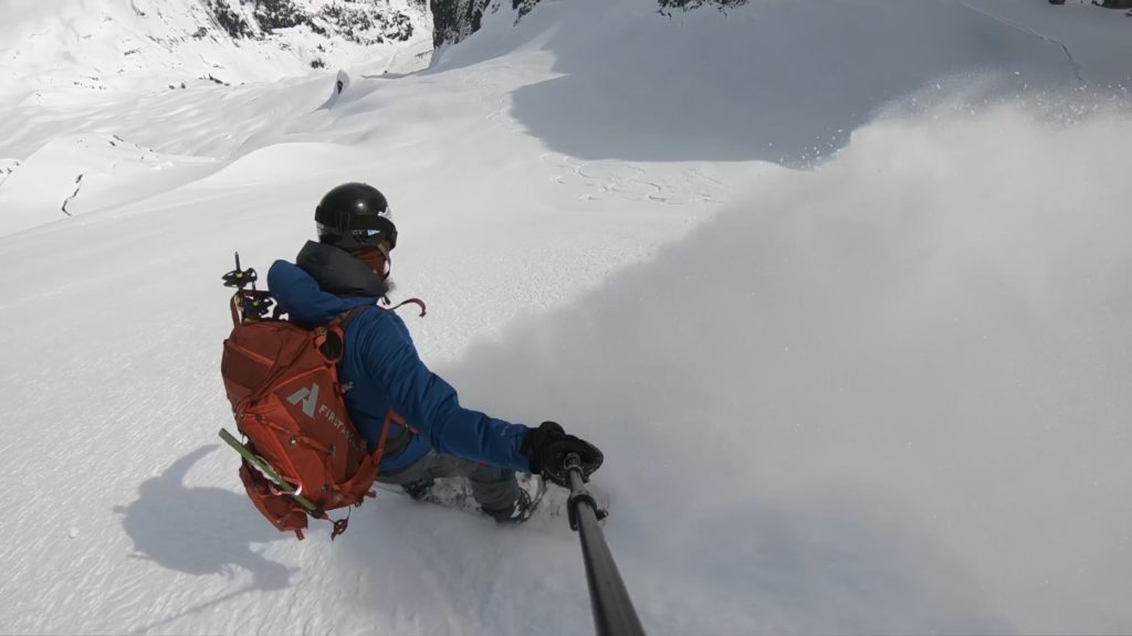 Dropping into the north face of Icy Peak while on the Nooksack Traverse