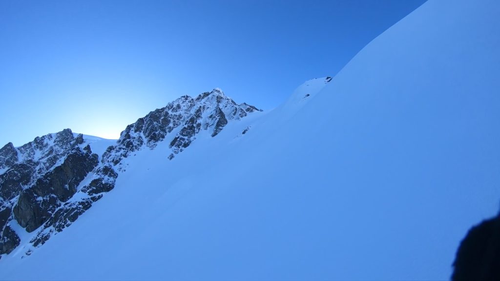 Breaking trail through the crux of the White Salmon Glacier