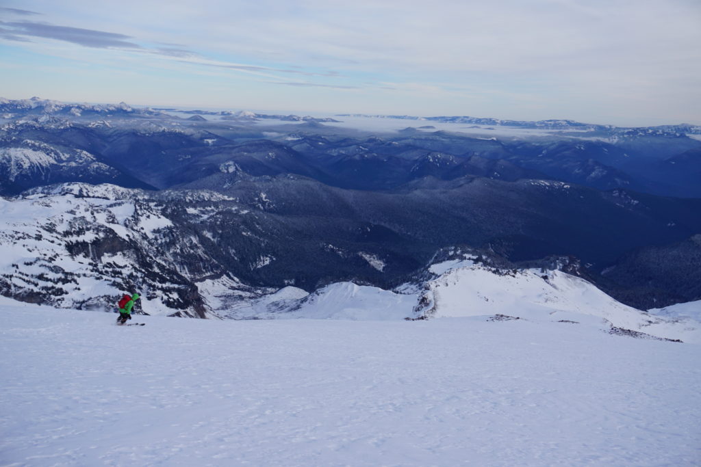 skiing down the Paradise Glacier