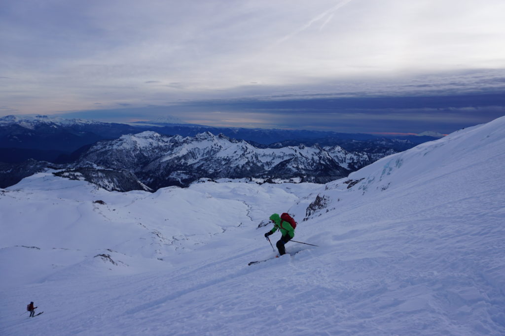 Enjoying the scenery while skiing the Paradise Glacier