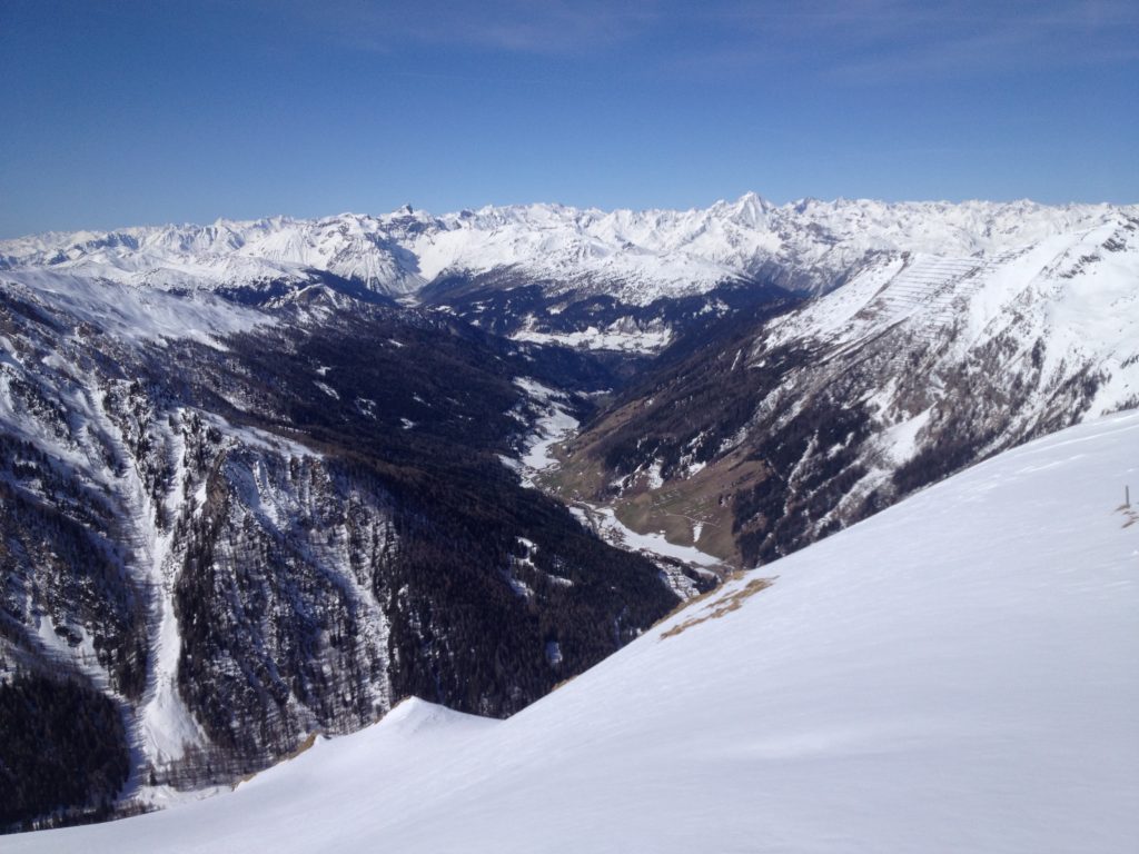 Looking at the vast mountains for ski touring in Austria