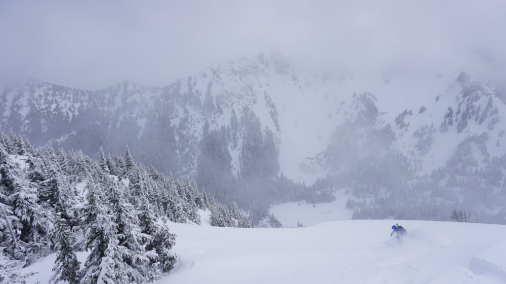 Enjoying great snow on our first run