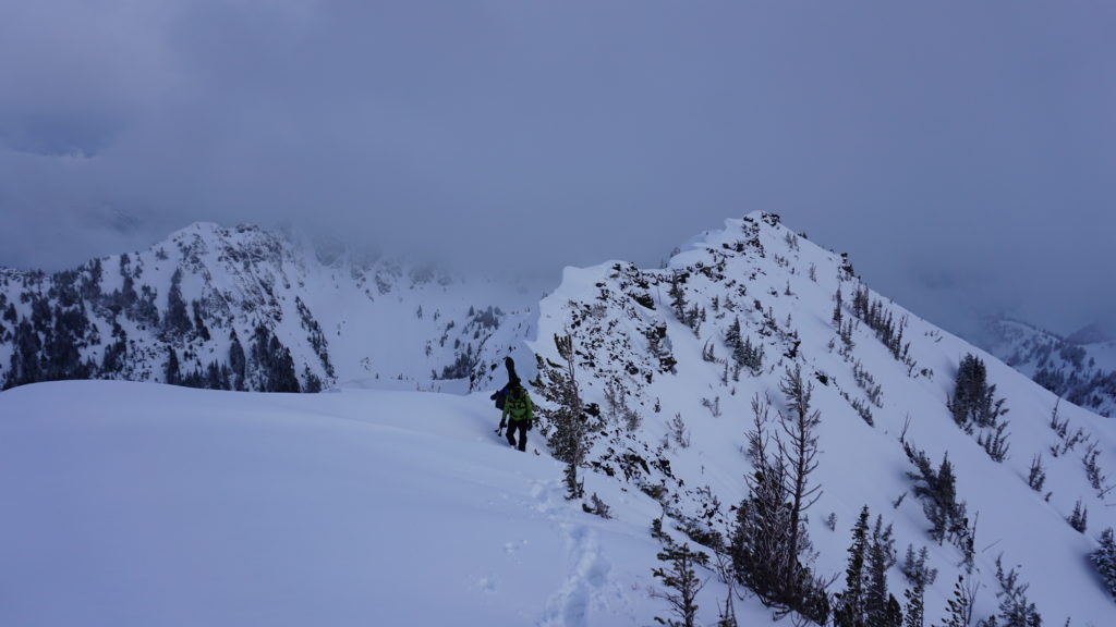 Bootpacking on the ridge of Tamaons Mountain in Mount Rainier National Park