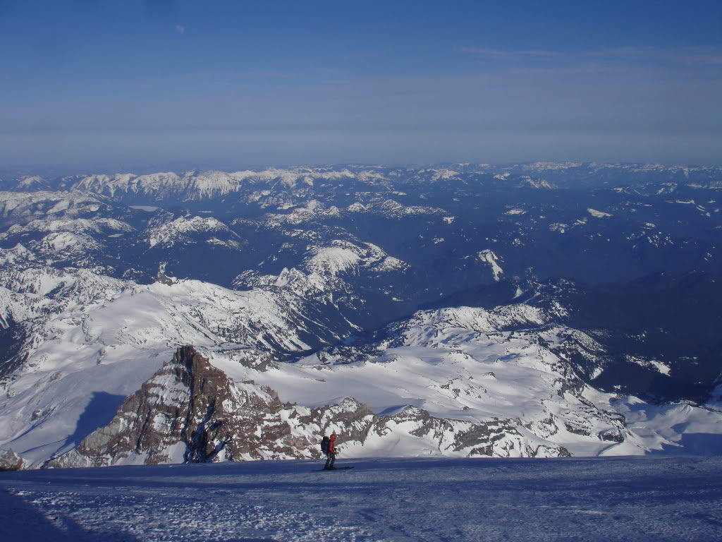 Amar skiing towards the entrance to the Gib Chute