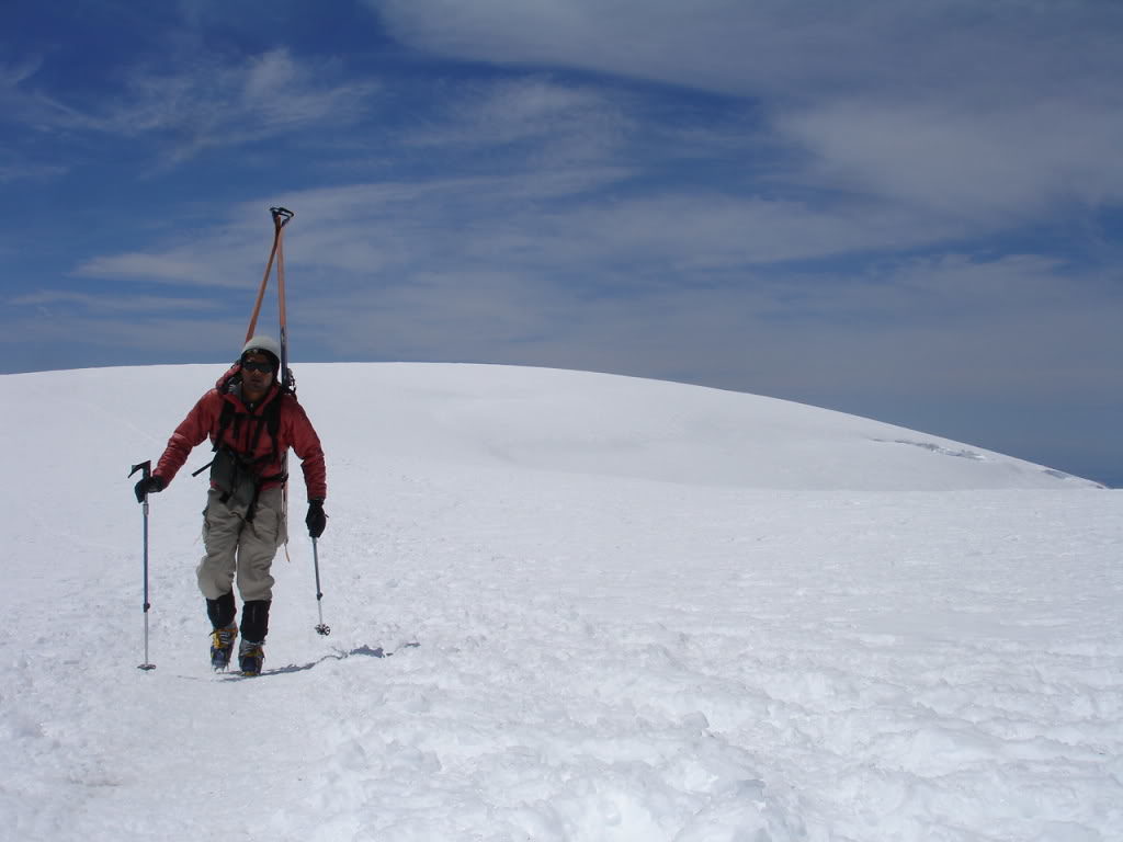 Arriving on the summit of Mount Baker in the North Cascades of Washington State