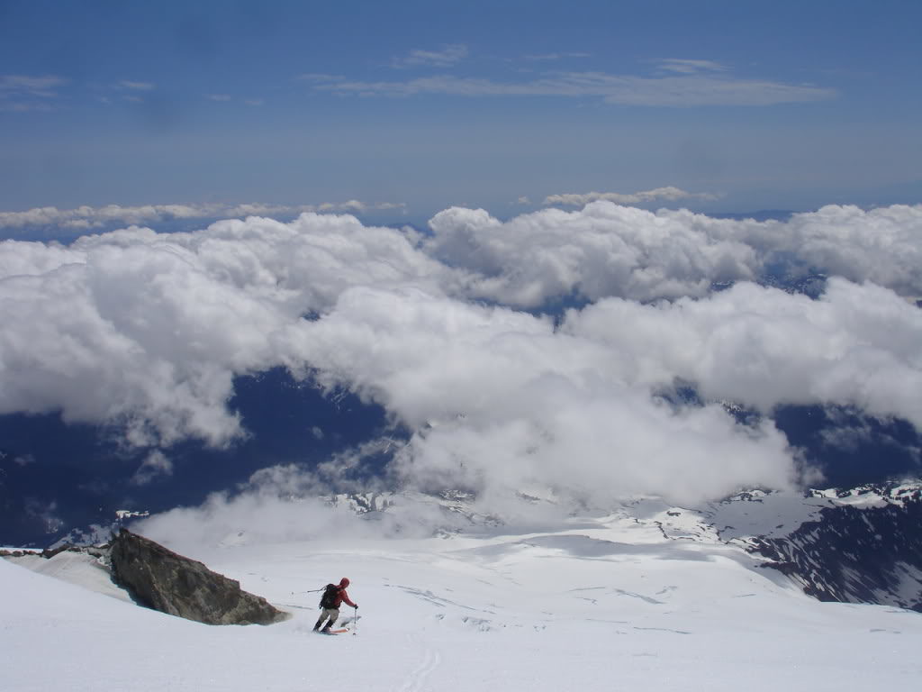 Skiing down the Squak Glacier to get some late season ski turns