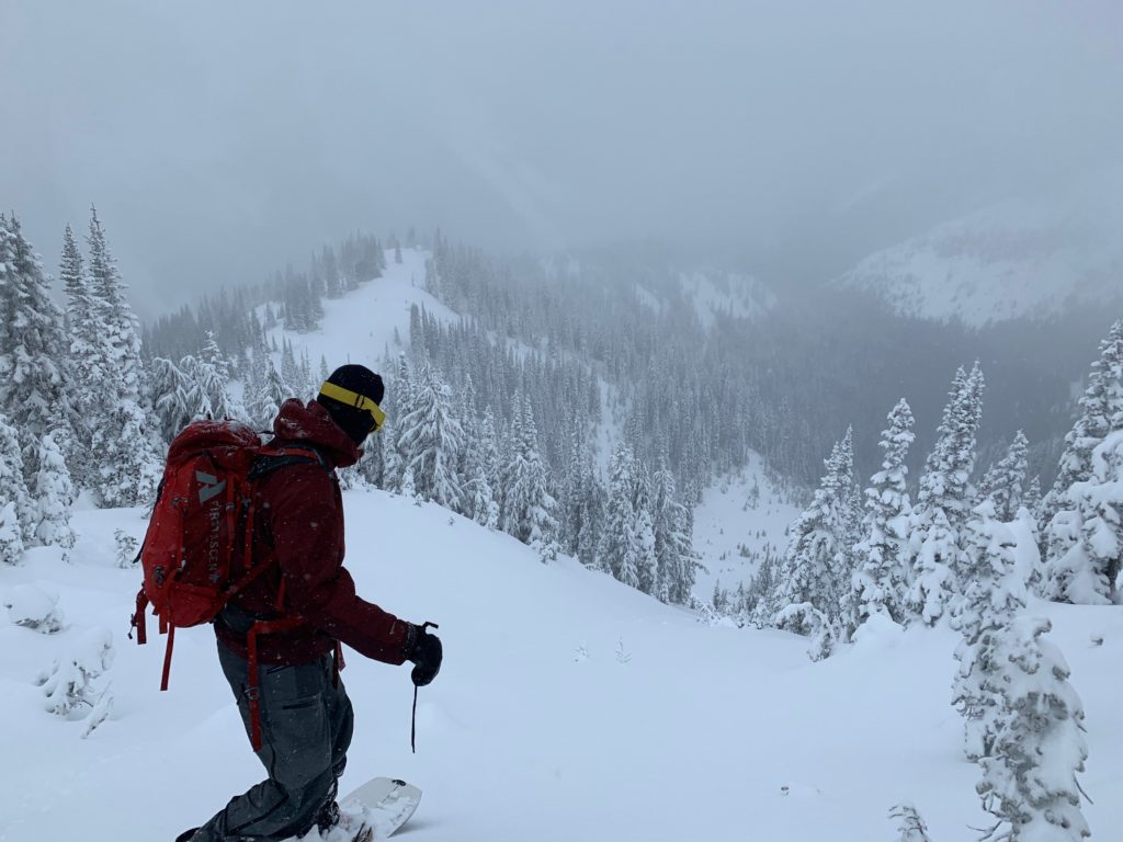 Standing on the summit in the Crystal Mountain Backcountry