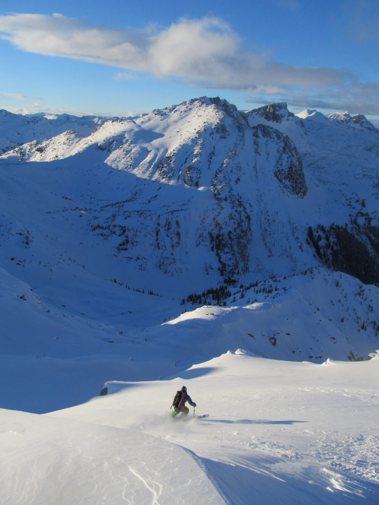 Skiing in the afternoon back to the Brian Waddington Hut