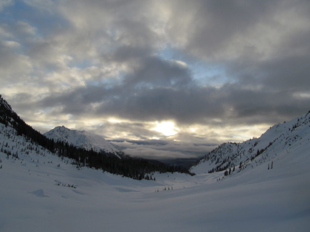 Ski touring back to the Brian Waddington Hut