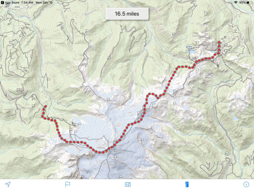 The topo map of the Watson Traverse over Mount Baker