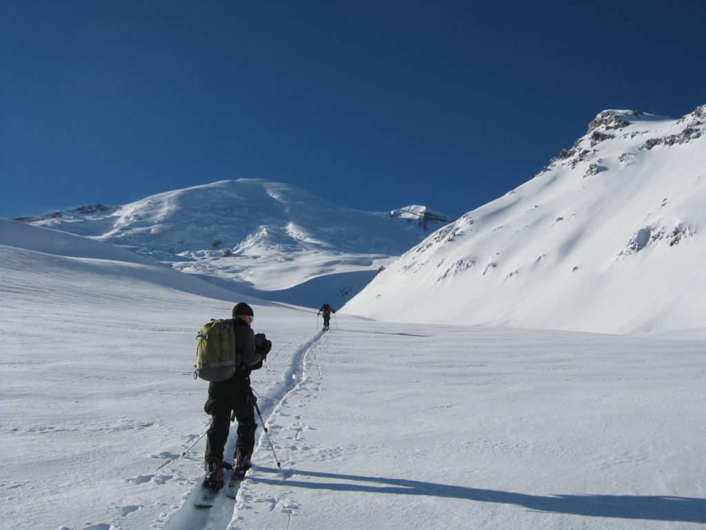 Breaking trail up the Emmons Glacier