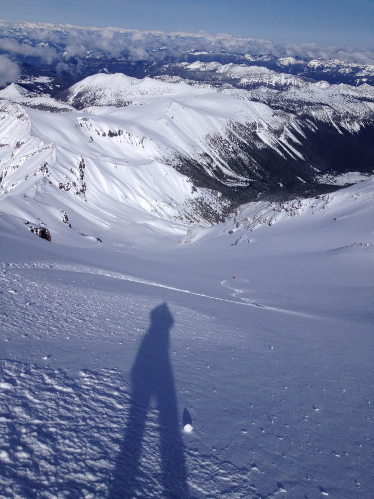 Putting in first tracks down the Interglacier