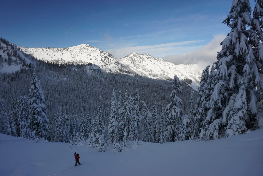 Amazing first lap off Gunbarrel in Silver Basin in the Crystal Mountain Backcountry