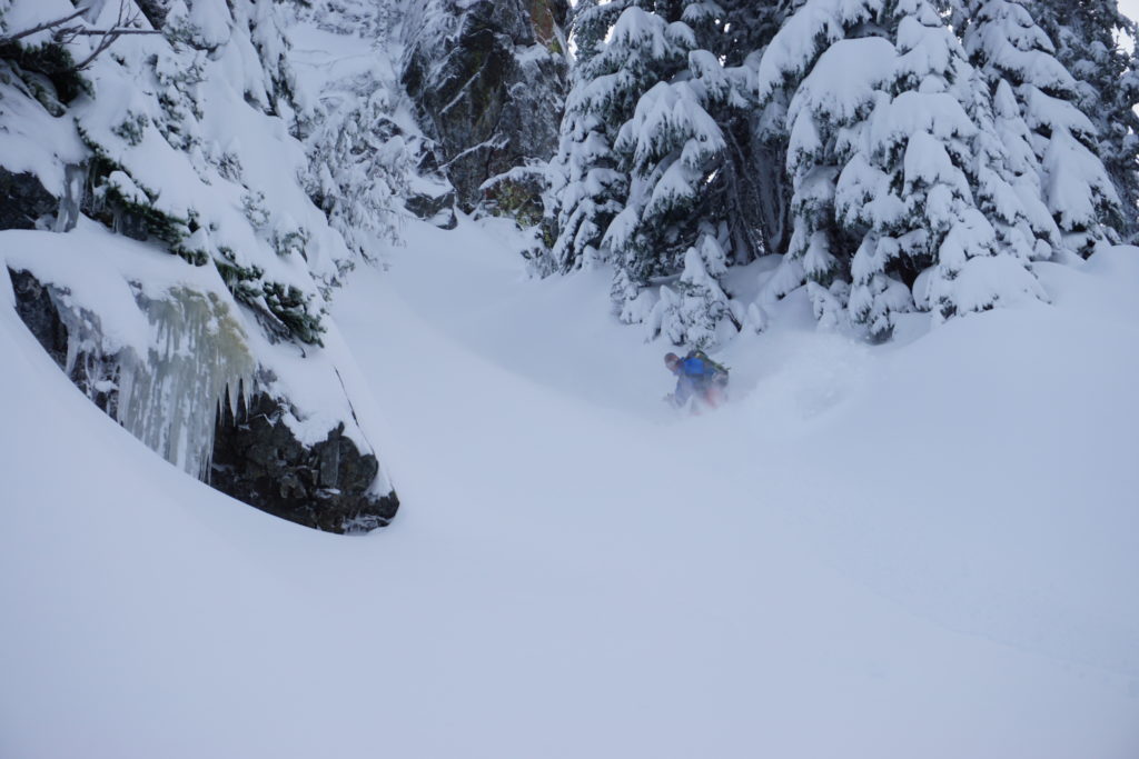 Splitboarding epic snow in the Dogleg Peak in the Crystal Mountain Backcountry near Gunbarrel