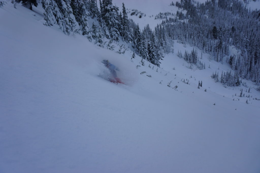 Finding myself in the white room on the lower apron of the Dogleg chute after riding Gunbarrel in similar conditions