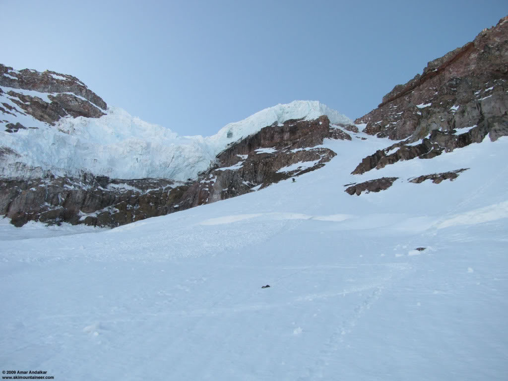 Snowboarding down the Gib Chute 