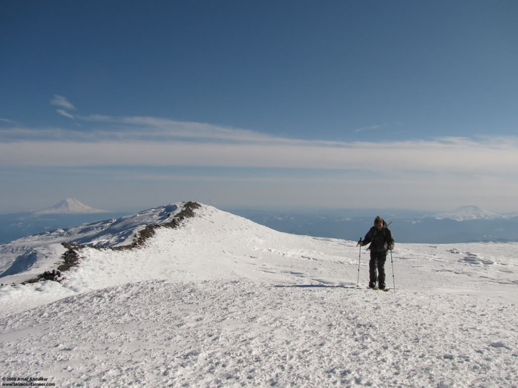 Skinning up to summit proper from the Crater (photo by Amar) 