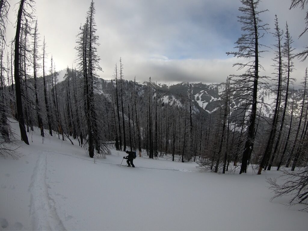 Putting in a solid skin track on East Peak